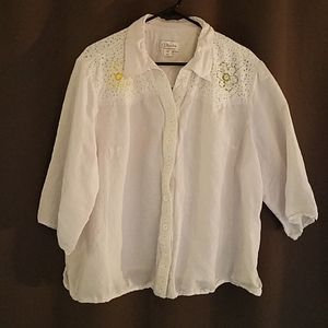 CJ Banks White 3/4 sleeve button up 3x
